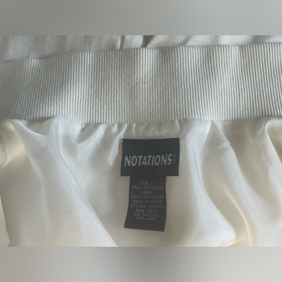 Notations Silk Embroidered Ivory Bomber Jacket L READ - Picture 7 of 7